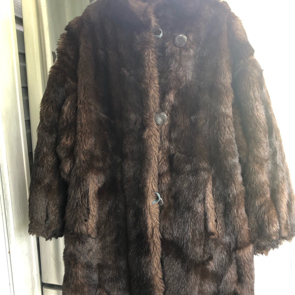 Women's Faux Fur Coat - Brown Size XL